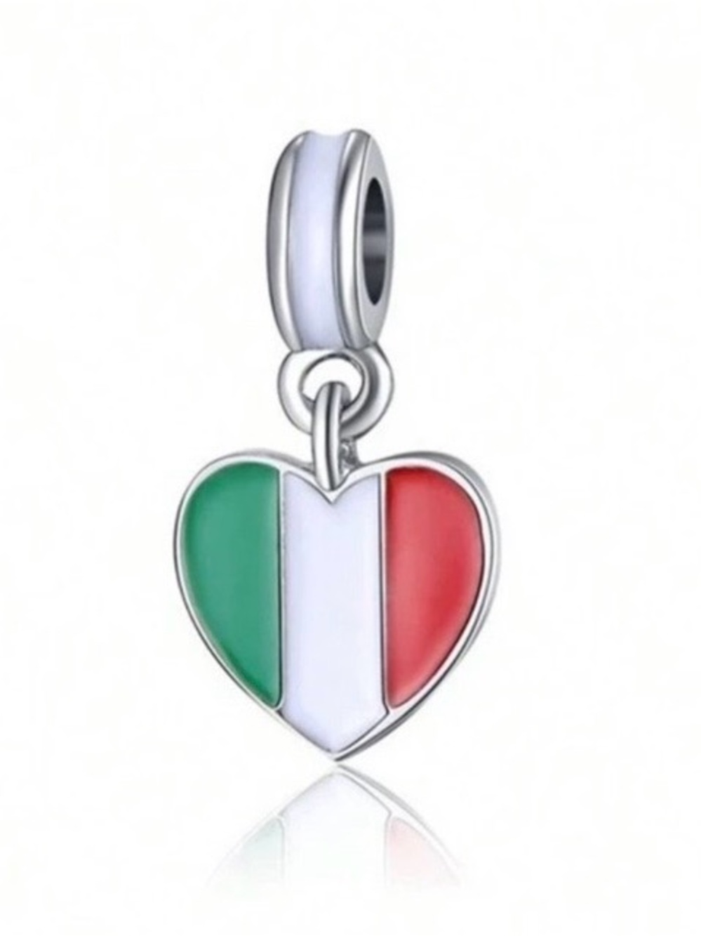 Italian Flag Heart Dangle Charm European Bracelets Necklace Italy Pendent NEW